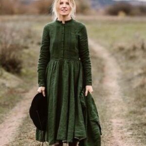 Olive Green Long Sleeve Elisa Dress